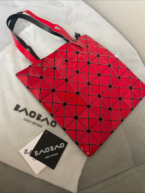 Issey Miyake Handbags - Issey Miyake Red Bao Bao Geometric Tote with Black Accents